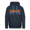Premium Telluride, Colorado Hoodie - Retro Mountain & Birds Premium Men's Telluride Sweatshirt / Hoodie - navy