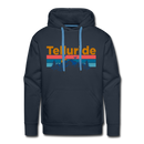 Premium Telluride, Colorado Hoodie - Retro Mountain & Birds Premium Men's Telluride Sweatshirt / Hoodie - navy