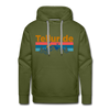 Premium Telluride, Colorado Hoodie - Retro Mountain & Birds Premium Men's Telluride Sweatshirt / Hoodie - olive green