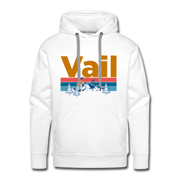 Premium Vail, Colorado Hoodie - Retro Mountain & Birds Premium Men's Vail Sweatshirt / Hoodie - white