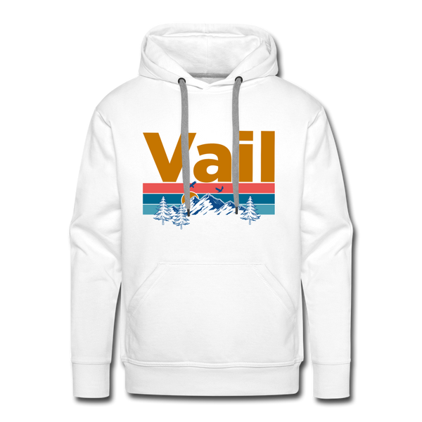 Premium Vail, Colorado Hoodie - Retro Mountain & Birds Premium Men's Vail Sweatshirt / Hoodie - white