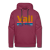 Premium Vail, Colorado Hoodie - Retro Mountain & Birds Premium Men's Vail Sweatshirt / Hoodie - burgundy