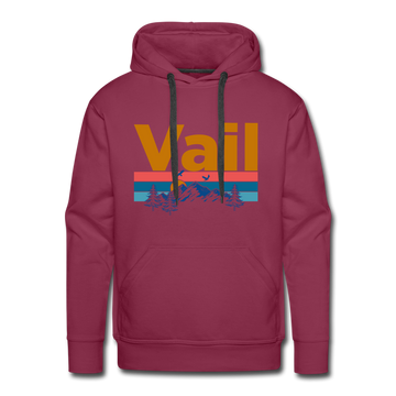 Premium Vail, Colorado Hoodie - Retro Mountain & Birds Premium Men's Vail Sweatshirt / Hoodie - burgundy