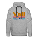 Premium Vail, Colorado Hoodie - Retro Mountain & Birds Premium Men's Vail Sweatshirt / Hoodie - heather grey