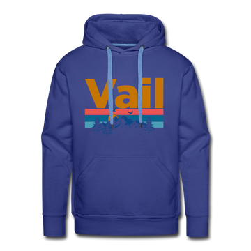 Premium Vail, Colorado Hoodie - Retro Mountain & Birds Premium Men's Vail Sweatshirt / Hoodie - royalblue