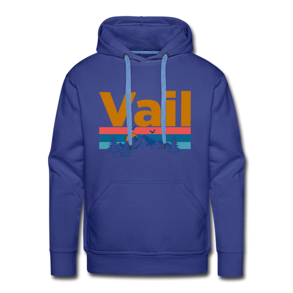 Premium Vail, Colorado Hoodie - Retro Mountain & Birds Premium Men's Vail Sweatshirt / Hoodie - royalblue