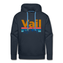 Premium Vail, Colorado Hoodie - Retro Mountain & Birds Premium Men's Vail Sweatshirt / Hoodie - navy