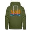 Premium Vail, Colorado Hoodie - Retro Mountain & Birds Premium Men's Vail Sweatshirt / Hoodie - olive green