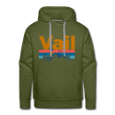 Premium Vail, Colorado Hoodie - Retro Mountain & Birds Premium Men's Vail Sweatshirt / Hoodie - olive green