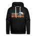 Premium Wyoming Hoodie - Retro Mountain Premium Men's Wyoming Sweatshirt / Hoodie - charcoal grey