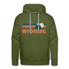 Premium Wyoming Hoodie - Retro Mountain Premium Men's Wyoming Sweatshirt / Hoodie
