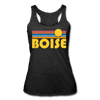 Boise, Idaho Tank Top - Retro Sun Women’s Boise Tri-Blend Racerback Tank - heather black