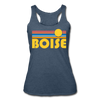 Boise, Idaho Tank Top - Retro Sun Women’s Boise Tri-Blend Racerback Tank - heather navy