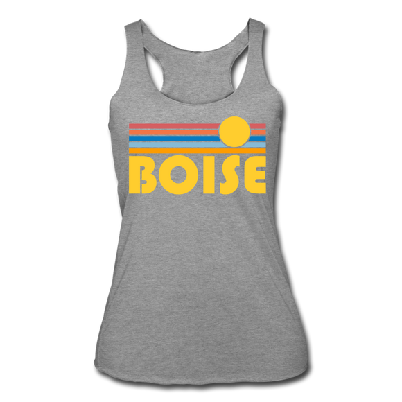 Boise, Idaho Tank Top - Retro Sun Women’s Boise Tri-Blend Racerback Tank - heather grey