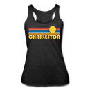 Charleston, South Carolina Tank Top - Retro Sun Women’s Charleston Tri-Blend Racerback Tank - heather black