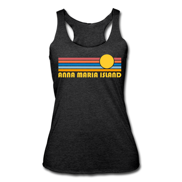 Anna Maria Island, Florida Tank Top - Retro Sun Women’s Anna Maria Island Tri-Blend Racerback Tank - heather black