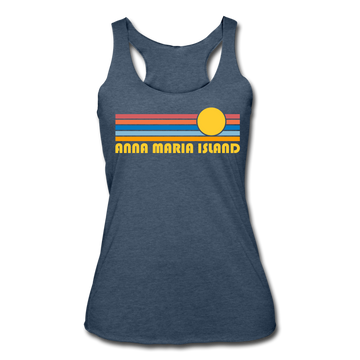Anna Maria Island, Florida Tank Top - Retro Sun Women’s Anna Maria Island Tri-Blend Racerback Tank - heather navy