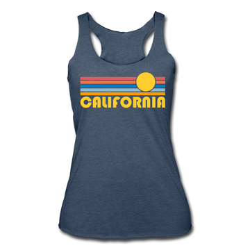 California Tank Top - Retro Sun Women’s California Tri-Blend Racerback Tank - heather navy