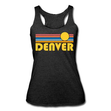 Denver, Colorado Tank Top - Retro Sun Women’s Denver Tri-Blend Racerback Tank - heather black