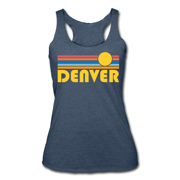 Denver, Colorado Tank Top - Retro Sun Women’s Denver Tri-Blend Racerback Tank - heather navy