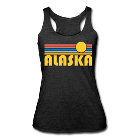 Alaska Tank Top - Retro Sun Women’s Alaska Tri-Blend Racerback Tank - heather black