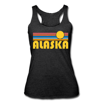Alaska Tank Top - Retro Sun Women’s Alaska Tri-Blend Racerback Tank - heather black