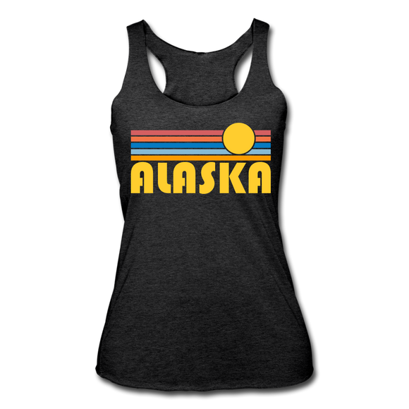 Alaska Tank Top - Retro Sun Women’s Alaska Tri-Blend Racerback Tank - heather black