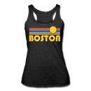 Boston, Massachusetts Tank Top - Retro Sun Women’s Boston Tri-Blend Racerback Tank - heather black