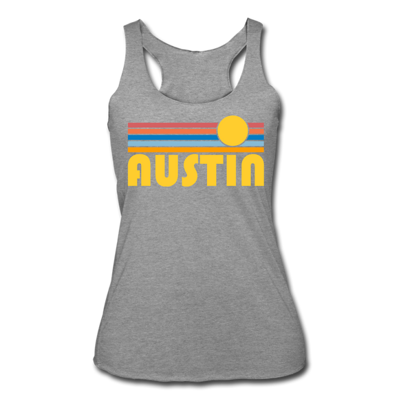 Austin, Texas Tank Top - Retro Sun Women’s Austin Tri-Blend Racerback Tank - heather grey