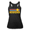 Boulder, Colorado Tank Top - Retro Sun Women’s Boulder Tri-Blend Racerback Tank - heather black