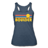 Boulder, Colorado Tank Top - Retro Sun Women’s Boulder Tri-Blend Racerback Tank - heather navy
