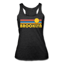 Brooklyn, New York Tank Top - Retro Sun Women’s Brooklyn Tri-Blend Racerback Tank - heather black