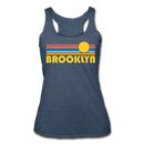 Brooklyn, New York Tank Top - Retro Sun Women’s Brooklyn Tri-Blend Racerback Tank - heather navy