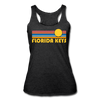 Florida Keys, Florida Tank Top - Retro Sun Women’s Florida Keys Tri-Blend Racerback Tank - heather black