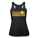 Florida Keys, Florida Tank Top - Retro Sun Women’s Florida Keys Tri-Blend Racerback Tank - heather black