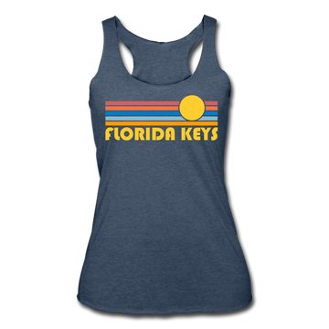 Florida Keys, Florida Tank Top - Retro Sun Women’s Florida Keys Tri-Blend Racerback Tank - heather navy