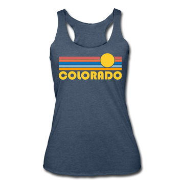 Colorado Tank Top - Retro Sun Women’s Colorado Tri-Blend Racerback Tank - heather navy