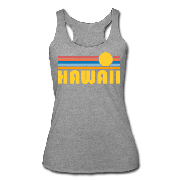Hawaii Tank Top - Retro Sun Women’s Hawaii Tri-Blend Racerback Tank - heather grey