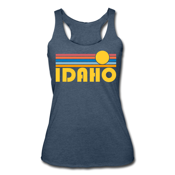 Idaho Tank Top - Retro Sun Women’s Idaho Tri-Blend Racerback Tank - heather navy