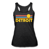 Detroit, Michigan Tank Top - Retro Sun Women’s Detroit Tri-Blend Racerback Tank - heather black