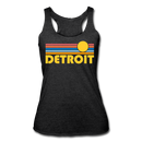Detroit, Michigan Tank Top - Retro Sun Women’s Detroit Tri-Blend Racerback Tank - heather black