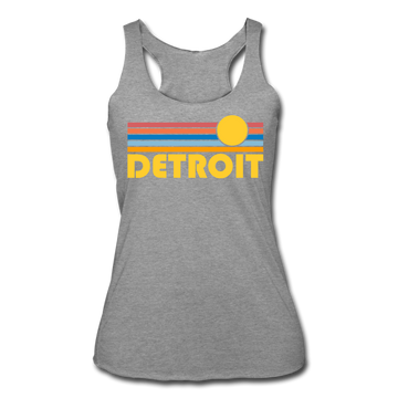 Detroit, Michigan Tank Top - Retro Sun Women’s Detroit Tri-Blend Racerback Tank - heather grey