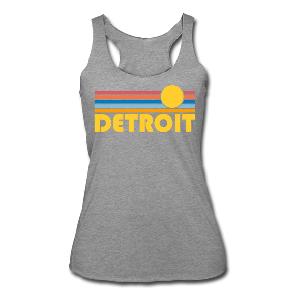 Detroit, Michigan Tank Top - Retro Sun Women’s Detroit Tri-Blend Racerback Tank - heather grey