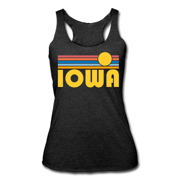 Iowa Tank Top - Retro Sun Women’s Iowa Tri-Blend Racerback Tank - heather black