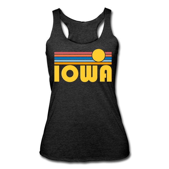 Iowa Tank Top - Retro Sun Women’s Iowa Tri-Blend Racerback Tank - heather black