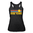 New York, New York Tank Top - Retro Sun Women’s New York Tri-Blend Racerback Tank - heather black
