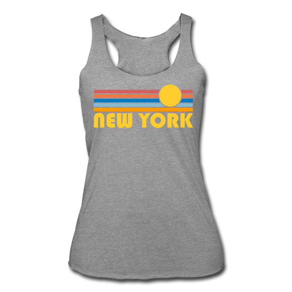 New York, New York Tank Top - Retro Sun Women’s New York Tri-Blend Racerback Tank - heather grey