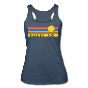 North Carolina Tank Top - Retro Sun Women’s North Carolina Tri-Blend Racerback Tank - heather navy