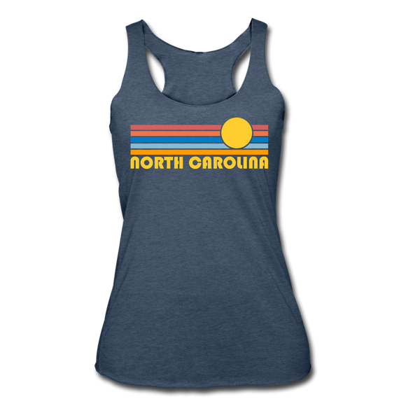 North Carolina Tank Top - Retro Sun Women’s North Carolina Tri-Blend Racerback Tank - heather navy