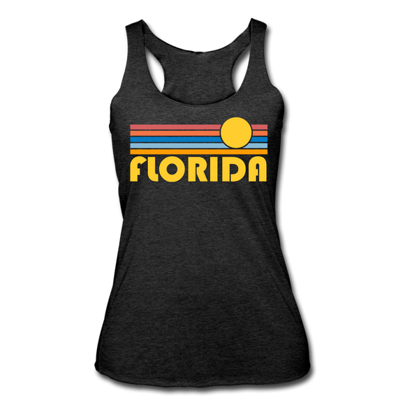 Florida Tank Top - Retro Sun Women’s Florida Tri-Blend Racerback Tank - heather black